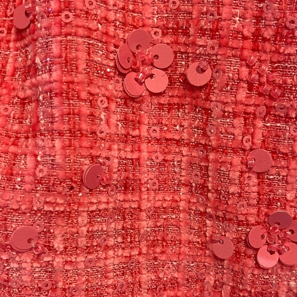 Anne Klein Coral Pink Tweed Open-Front Jacket - Picture 2 of 4